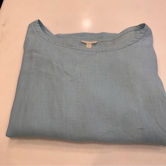 Eileen Fisher Women’s Light Aqua Green Linen Top Size Large. Oversized - Picture 2 of 7